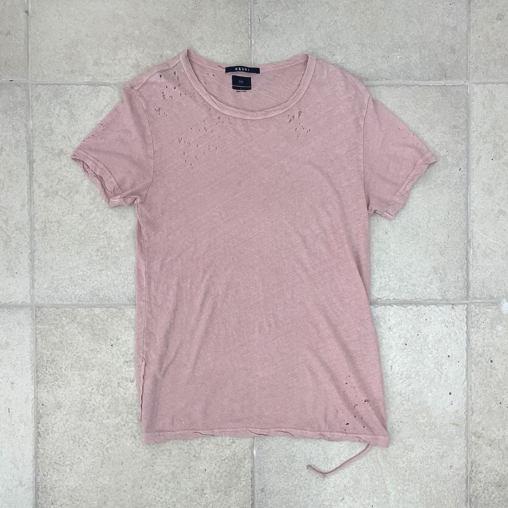 KSUBI seeing lines T-SHIRT cotton/linen (DUSTY PINK, small)